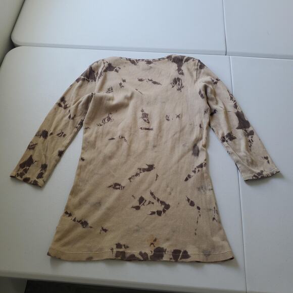 Boho Fairy Grunge Shirt Womens Large Beige Beaded Crochet Embroidered Rhinestone - Picture 4 of 7